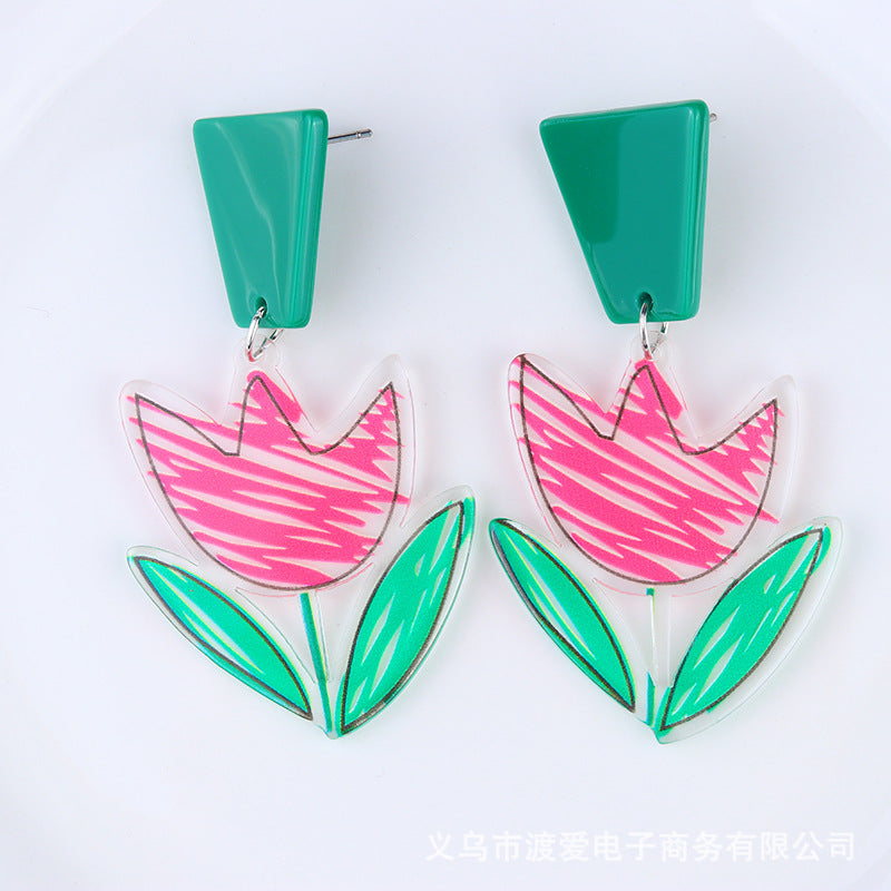Wholesale Valentine's Day Sunflower Acrylic Earrings